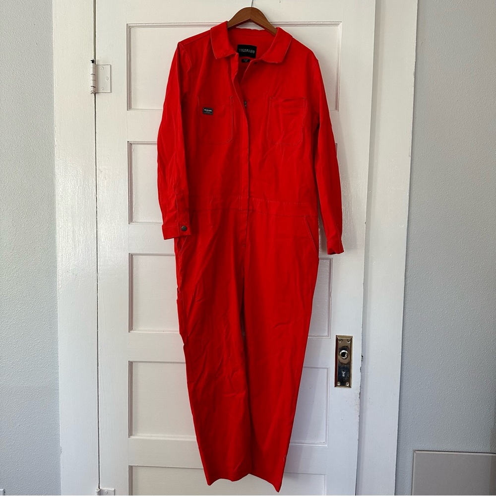 Wildfang Essential Long Sleeve Coverall — Red